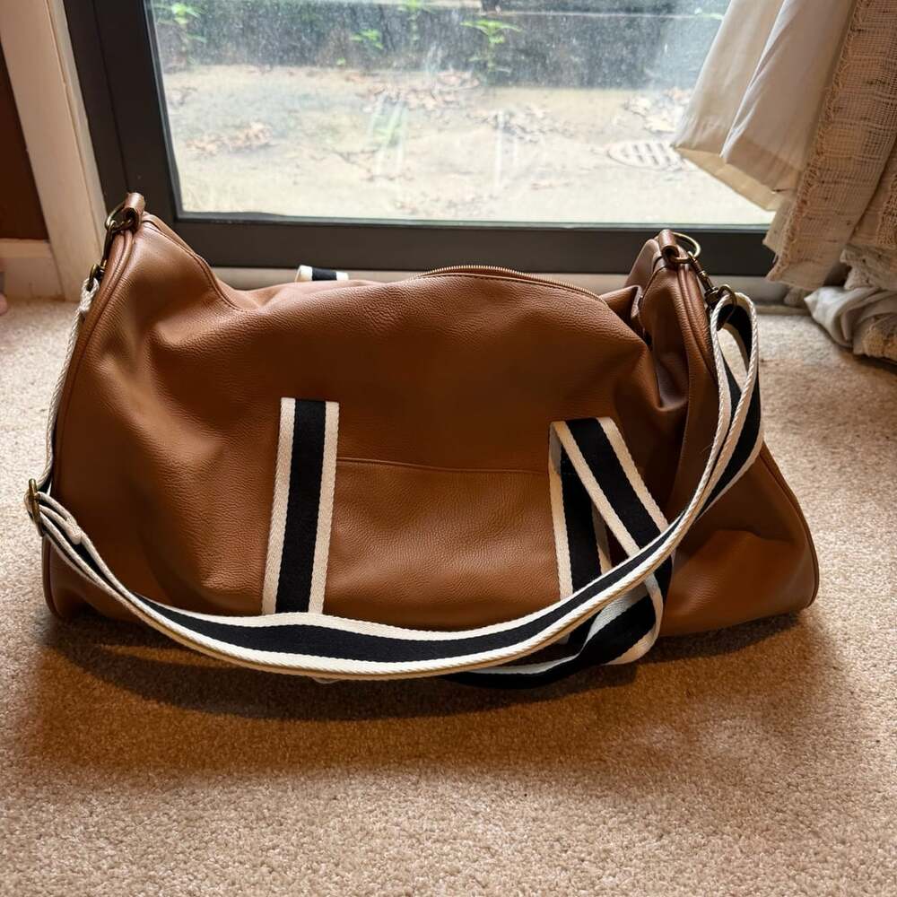 Universal Thread Duffel Bag Brown Striped Handles Travel Gym